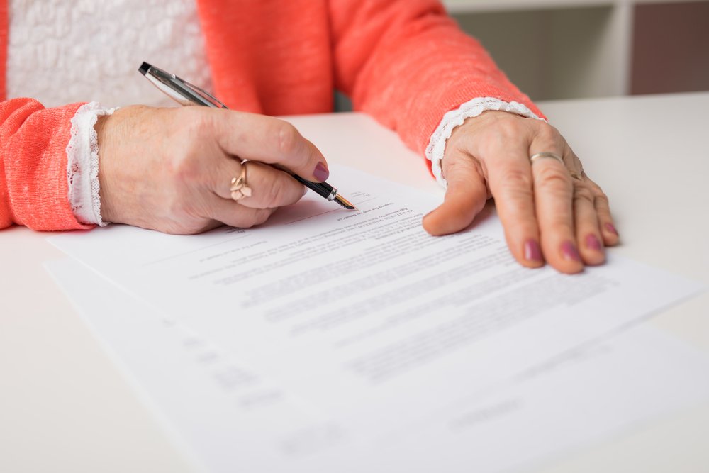 Signing papers